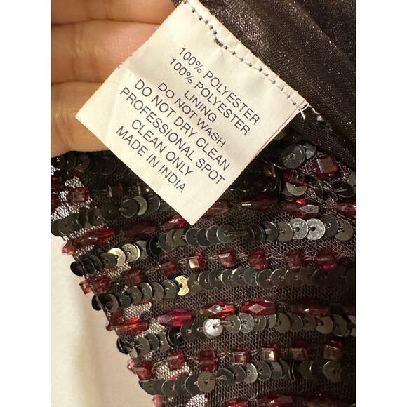 Mac Duggal Cap Sleeve Sequined Evening Gown Brown Red Beads Size 10 NWOT #5441 - Picture 16 of 16